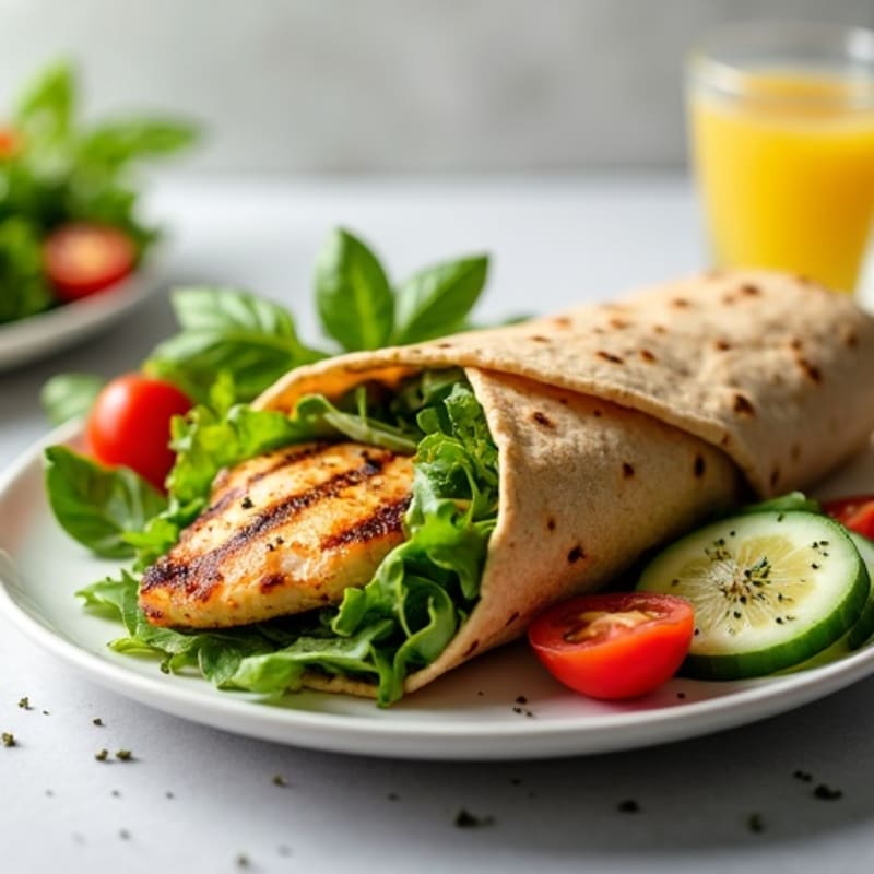 Lemon Herb Grilled Chicken Wrap with Crisp Veggies