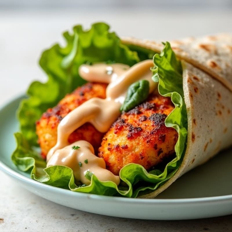 Crispy Buffalo Ranch Chicken Wrap with Fresh Greens
