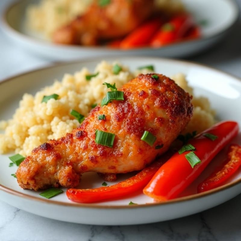 Crispy Baked Sweet and Sour Chicken with Roasted Bell Peppers