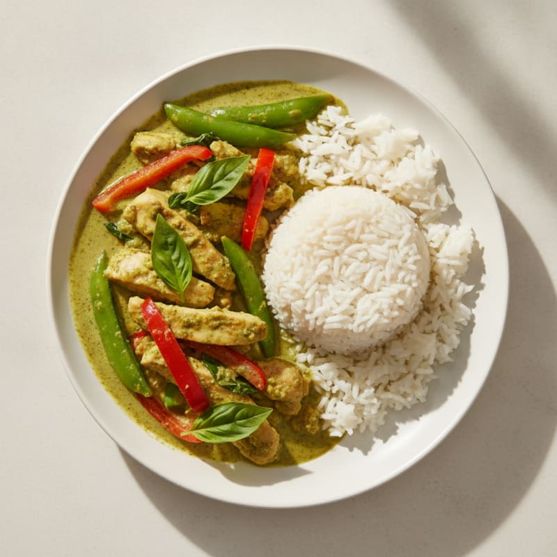 Green Curry Chicken with Coconut Rice