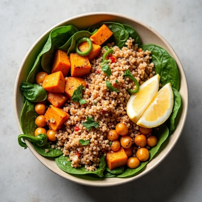 Crispy Chickpea Buddha Bowl with Roasted Sweet Potatoes and Creamy Tahini