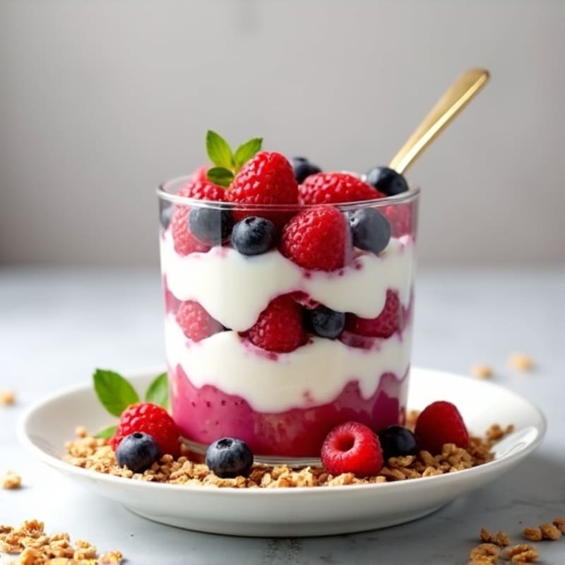 Greek Yogurt Protein Parfait with Mixed Berries