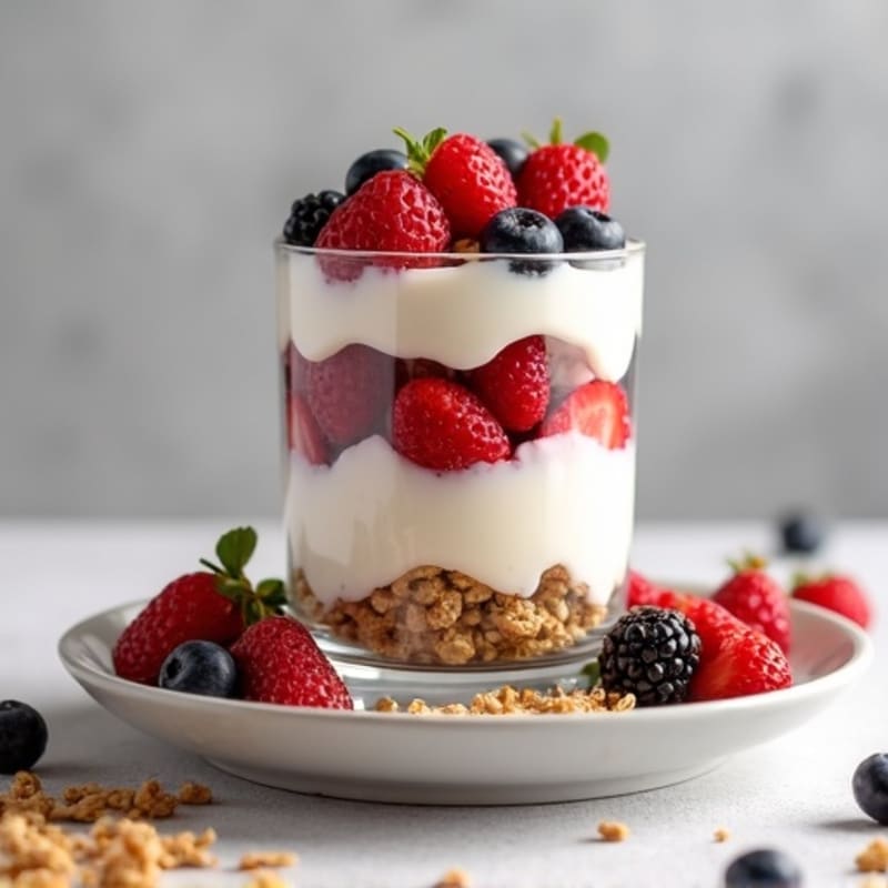Greek Yogurt Protein Parfait with Mixed Berries