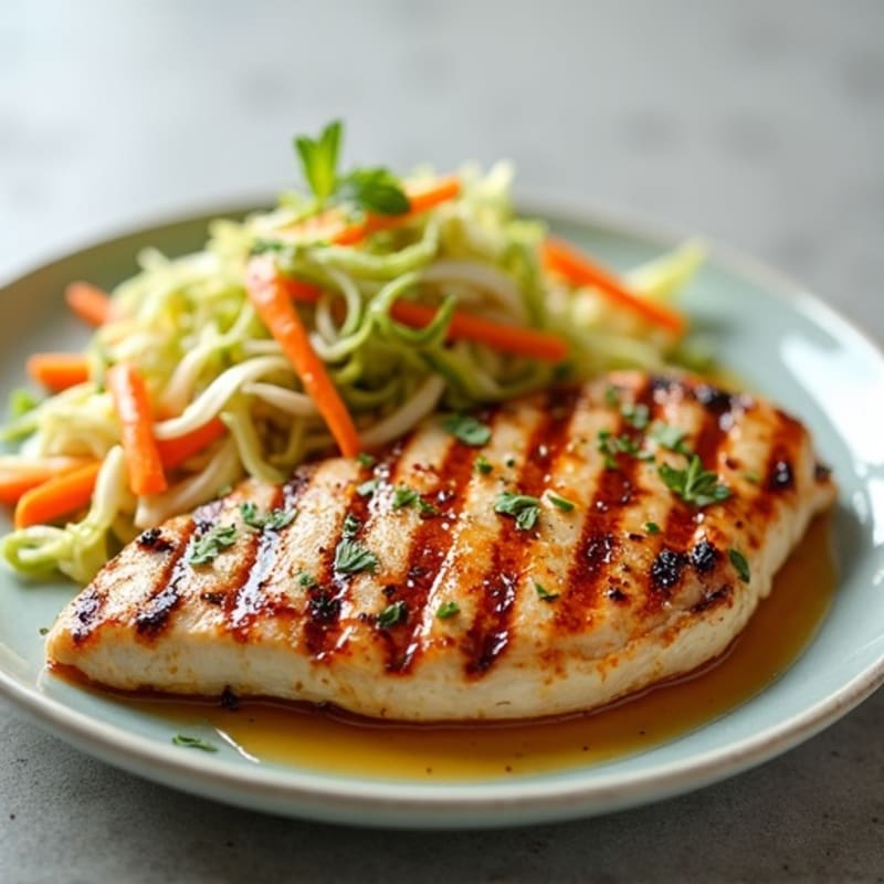 Grilled Chicken Breast with Crunchy Cabbage Slaw