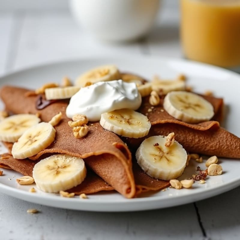 High-Protein Chocolate Hazelnut Banana Crepes