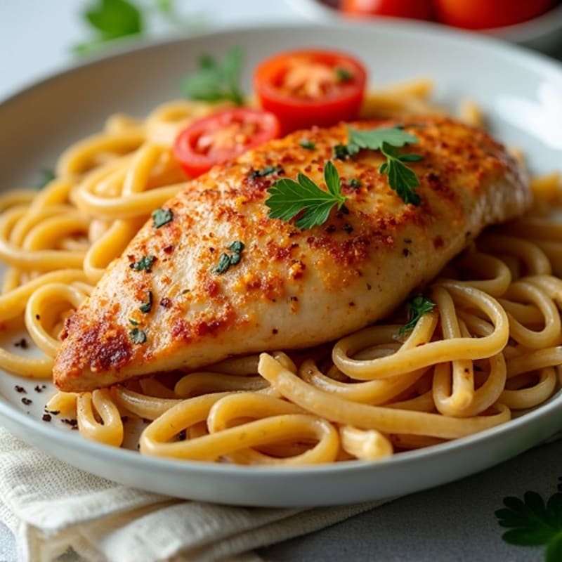Spicy Garlic Herb Chicken with Whole Wheat Pasta