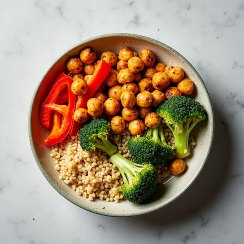 Roasted Vegetable and Crispy Chickpea Buddha Bowl