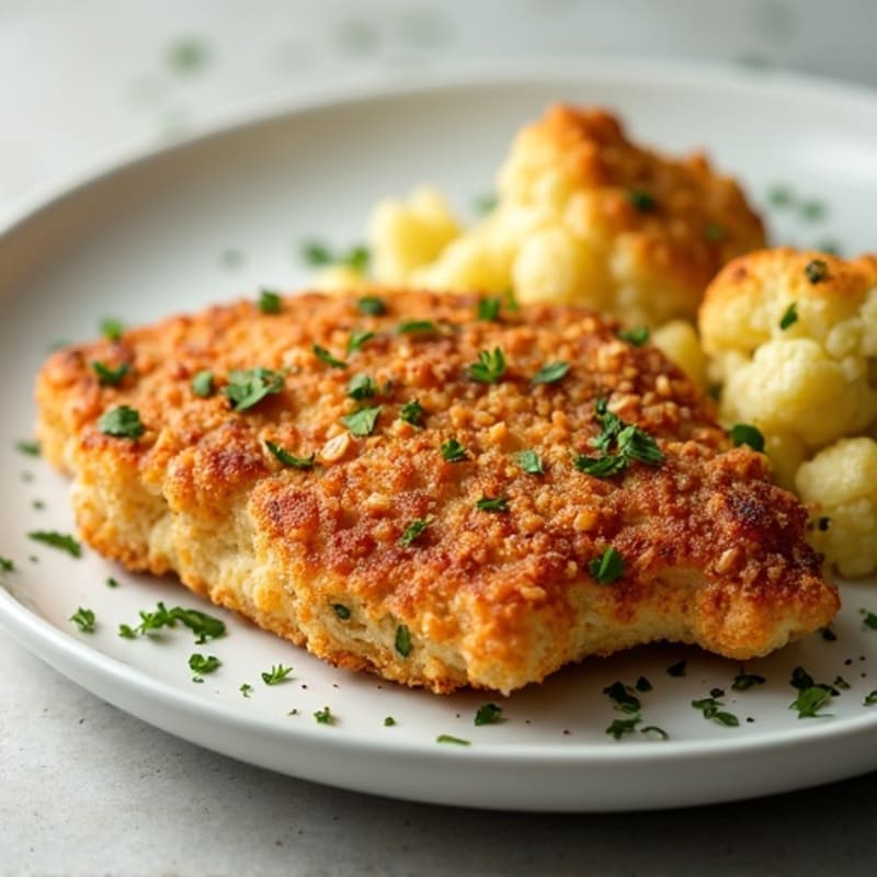Crispy Almond-Crusted Chicken with Herb-Roasted Cauliflower Biscuits