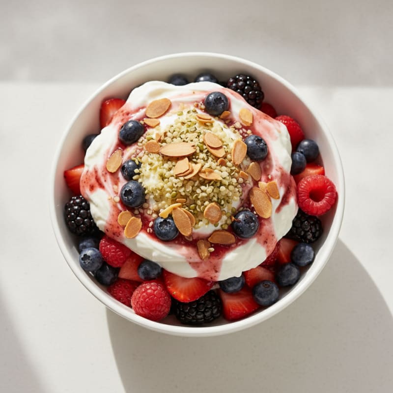 Greek Yogurt Parfait with Protein Powder and Mixed Berries