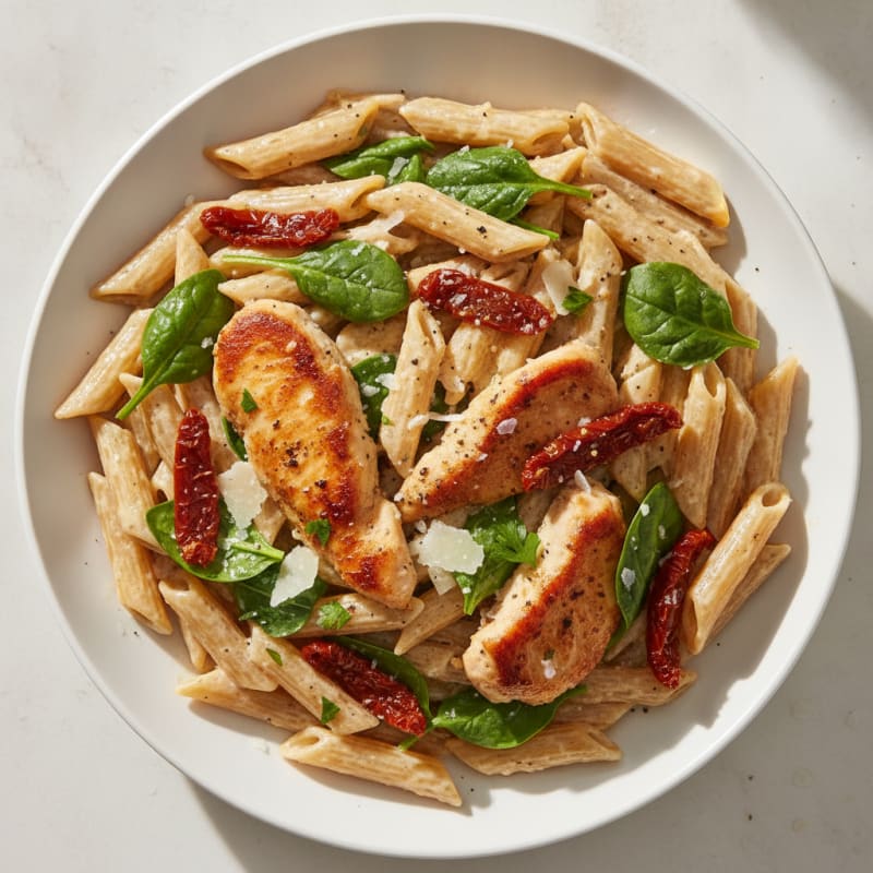 Chicken Alfredo Pasta with Sun-Dried Tomatoes