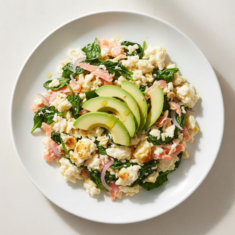 Egg White and Smoked Salmon Scramble with Spinach