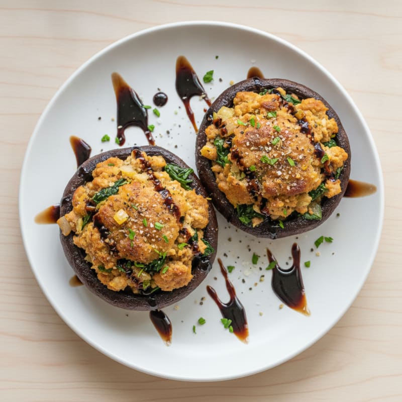 Herb-Stuffed Portobello Mushrooms with Balsamic Glaze