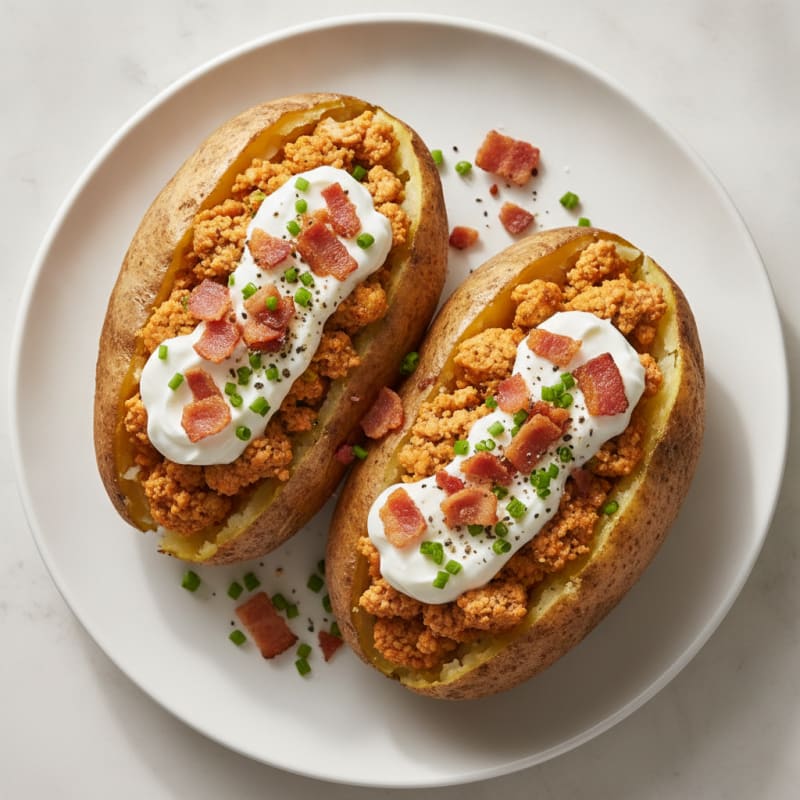 Loaded Baked Potatoes with Crispy Bacon