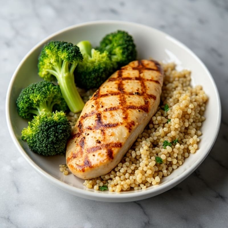 Grilled Chicken Breast with Roasted Broccoli and Quinoa