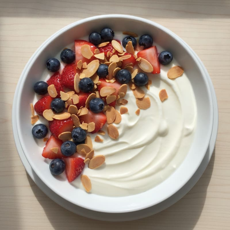 Silky Greek Yogurt Protein Bowl with Berries and Almonds