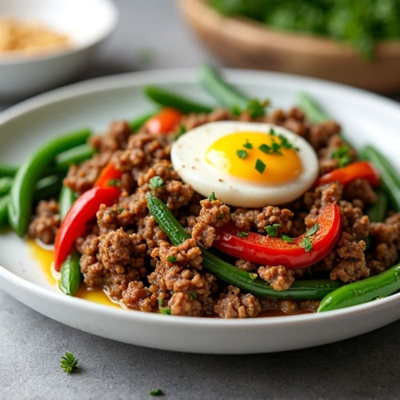 Savory Beef Mince and Crispy Green Bean Skillet