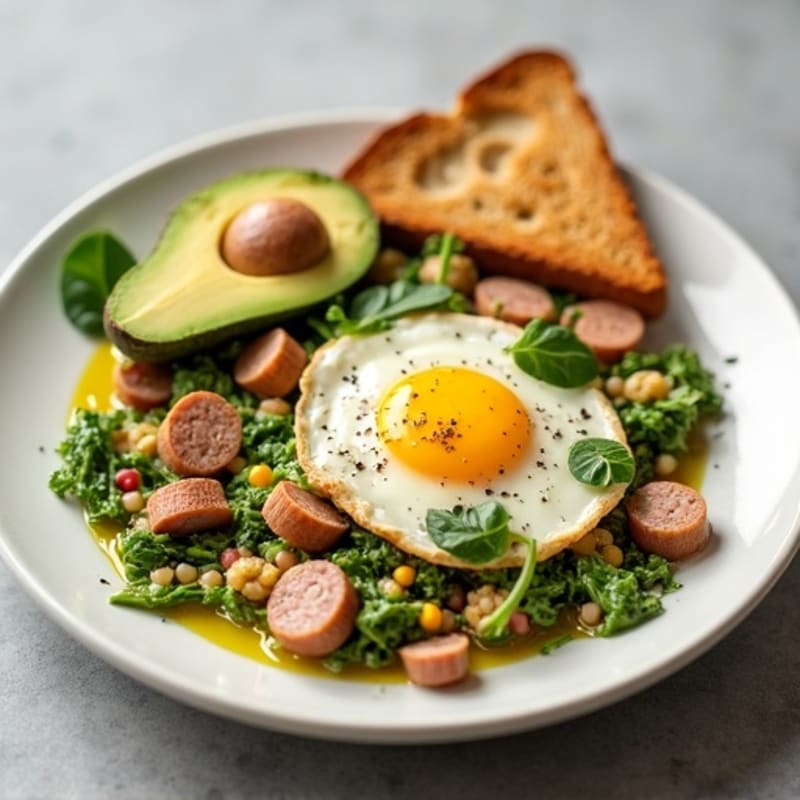 Egg White Scramble with Turkey Sausage and Spinach