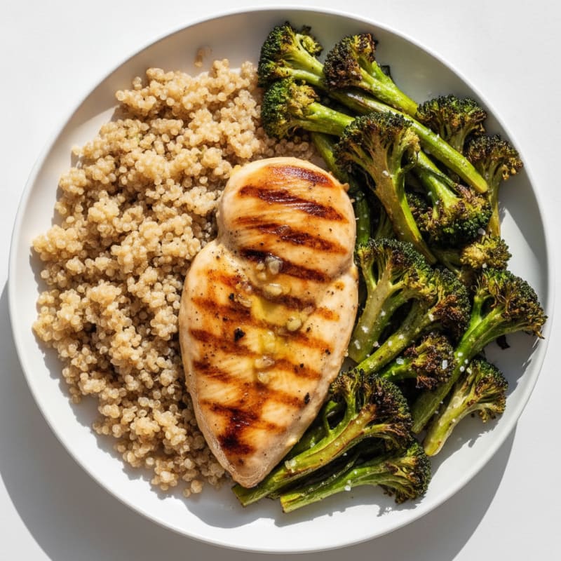 Grilled Chicken Breast with Roasted Broccoli and Quinoa