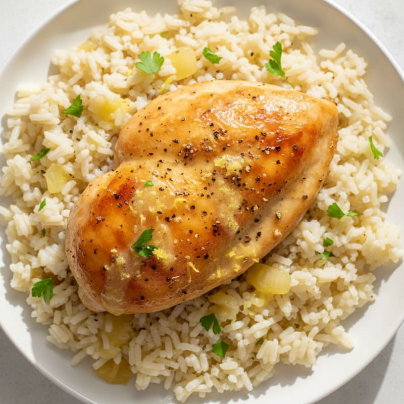 Lemon-Herb Roasted Chicken with Rice Pilaf