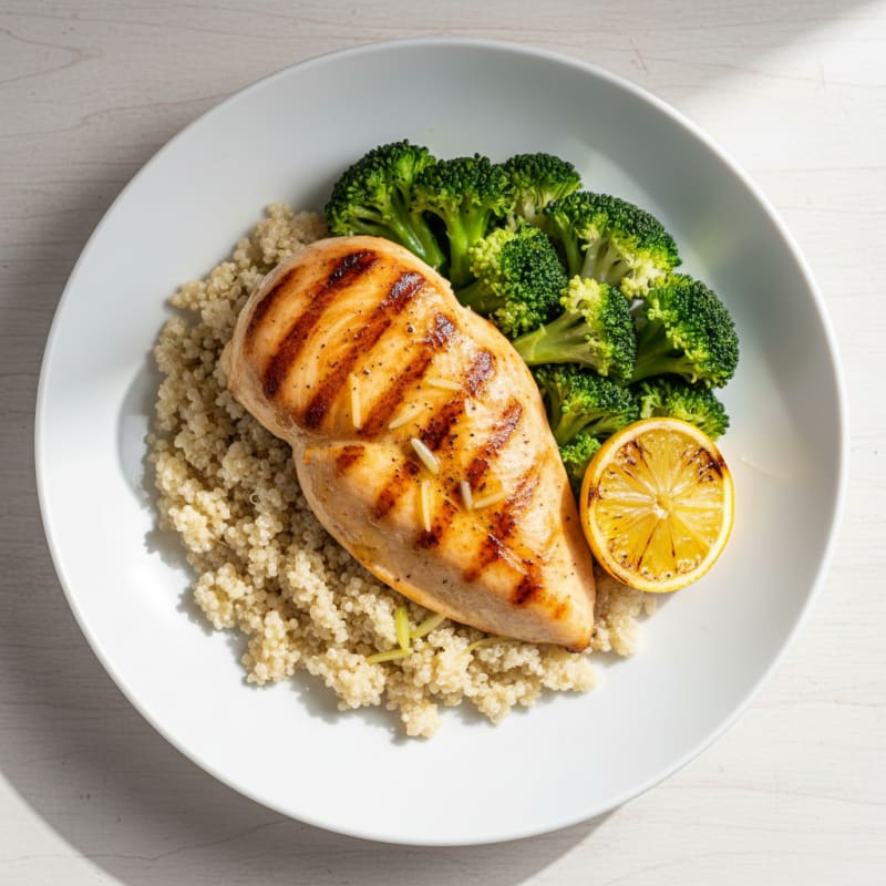 Grilled Chicken Breast with Quinoa and Broccoli