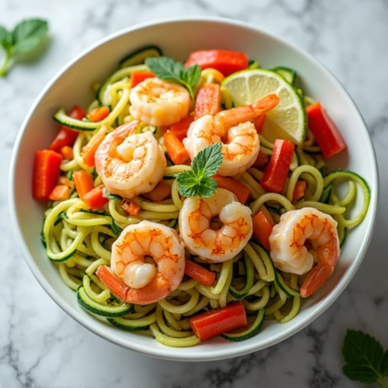 Fresh Shrimp and Veggie Noodles with Creamy Peanut-Lime Dressing