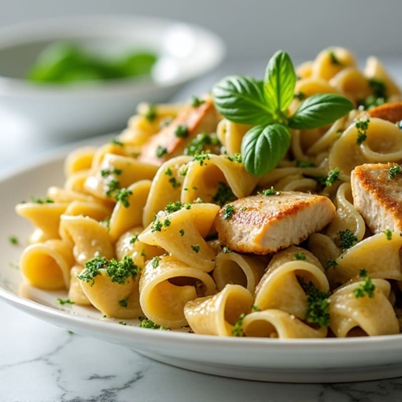 Creamy Pesto Chicken Whole Wheat Pasta