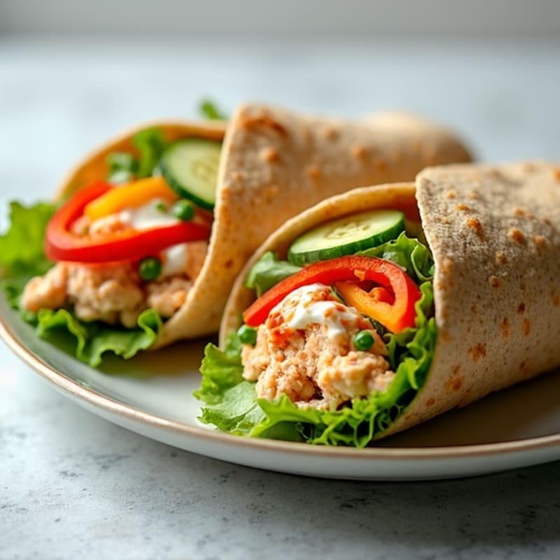 Healthy Spicy Tuna Wraps with Fresh Vegetables