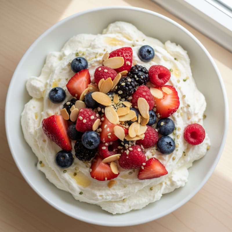 Greek Yogurt Protein Mousse with Mixed Berries