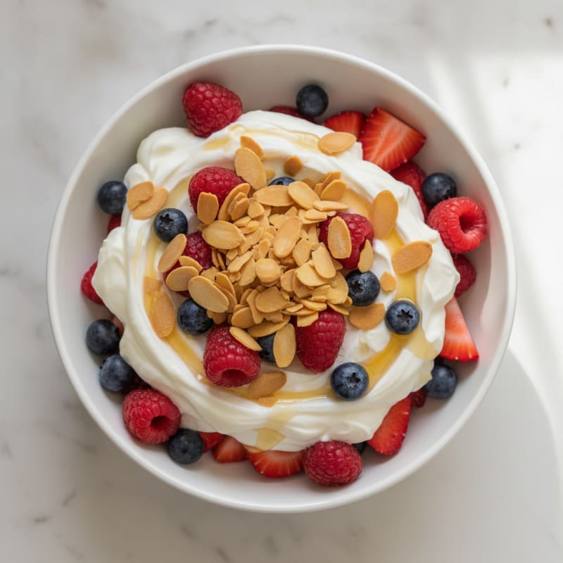 Creamy Greek Yogurt Parfait with Mixed Berries and Toasted Almonds