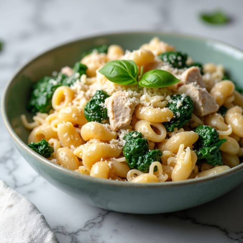 Creamy Spinach Basil Chicken Pasta