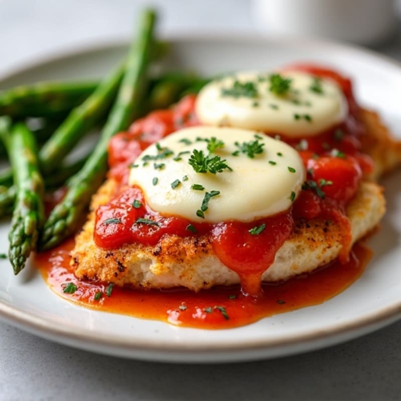 Crispy Baked Chicken Parmesan with Roasted Asparagus