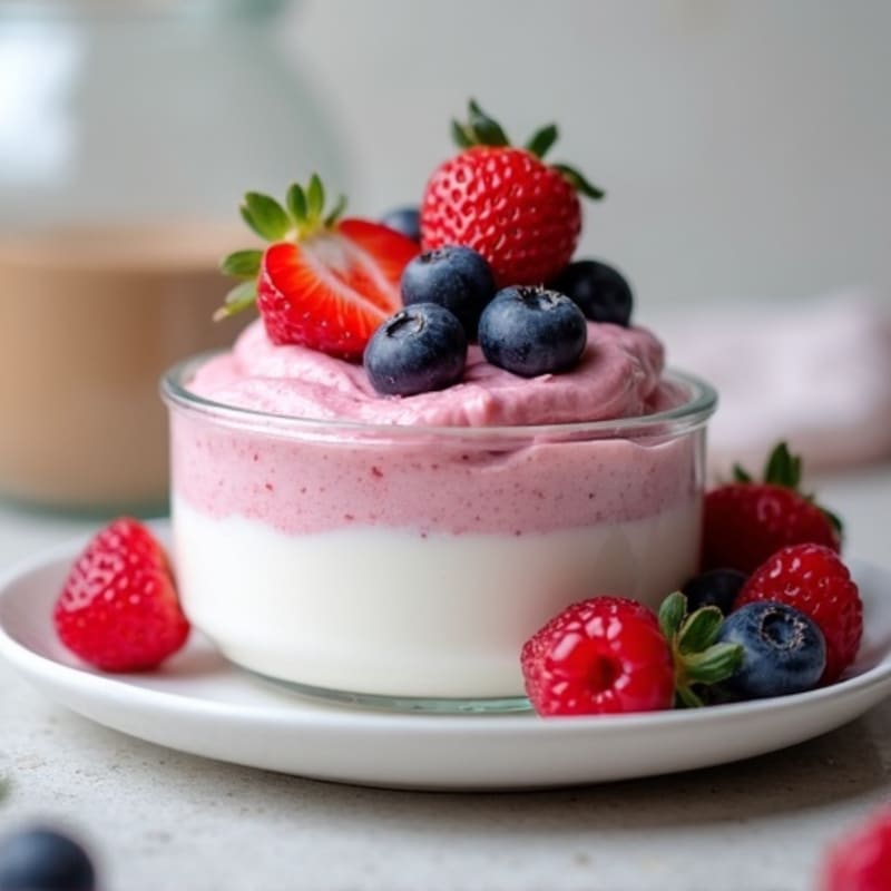 Greek Yogurt Protein Mousse with Mixed Berries