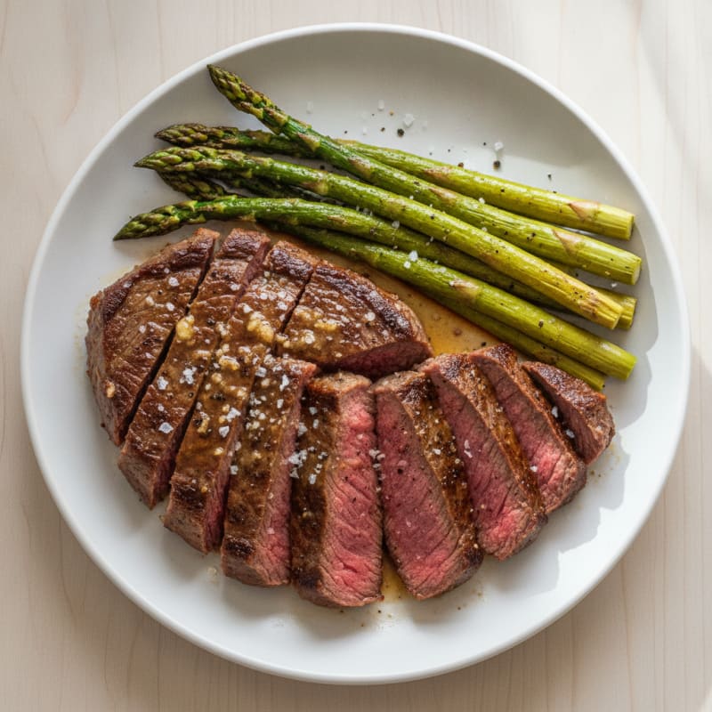 Pan-Seared Steak with Roasted Asparagus