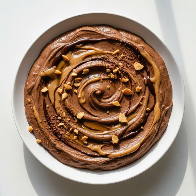Silky Protein Chocolate Pudding with Almond Butter Swirl