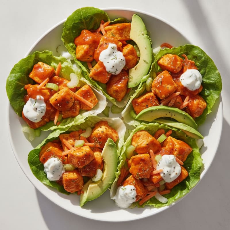 Buffalo Ranch Chicken Lettuce Wraps
