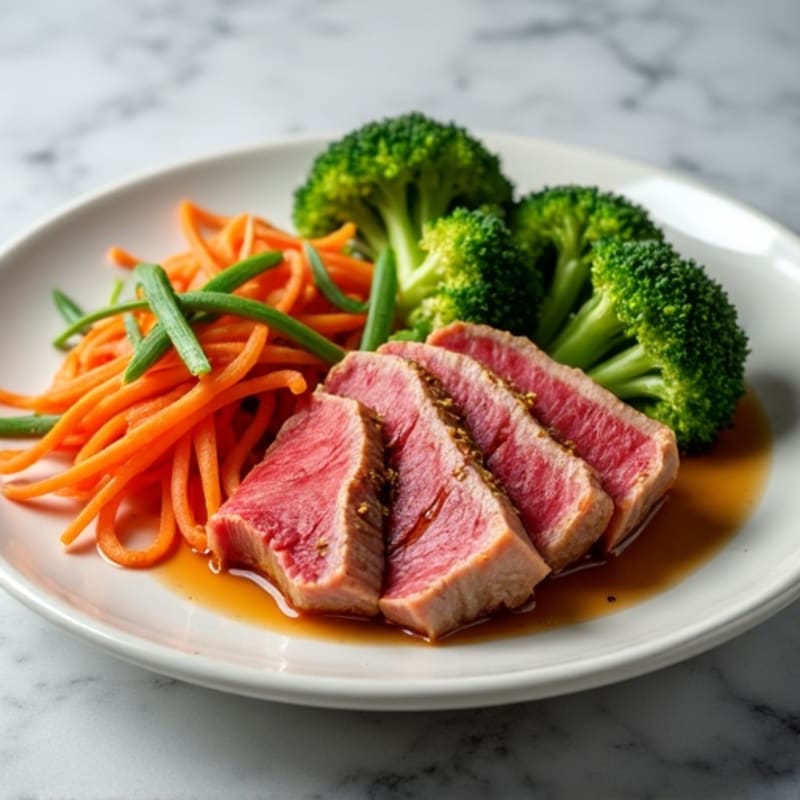 Fresh Tuna with Crispy Vegetables and Sesame-Ginger Dressing