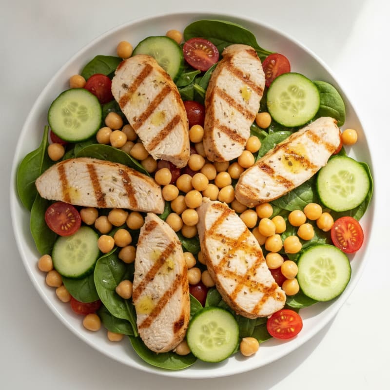 Grilled Turkey Breast Salad with Chickpeas and Lemon Vinaigrette