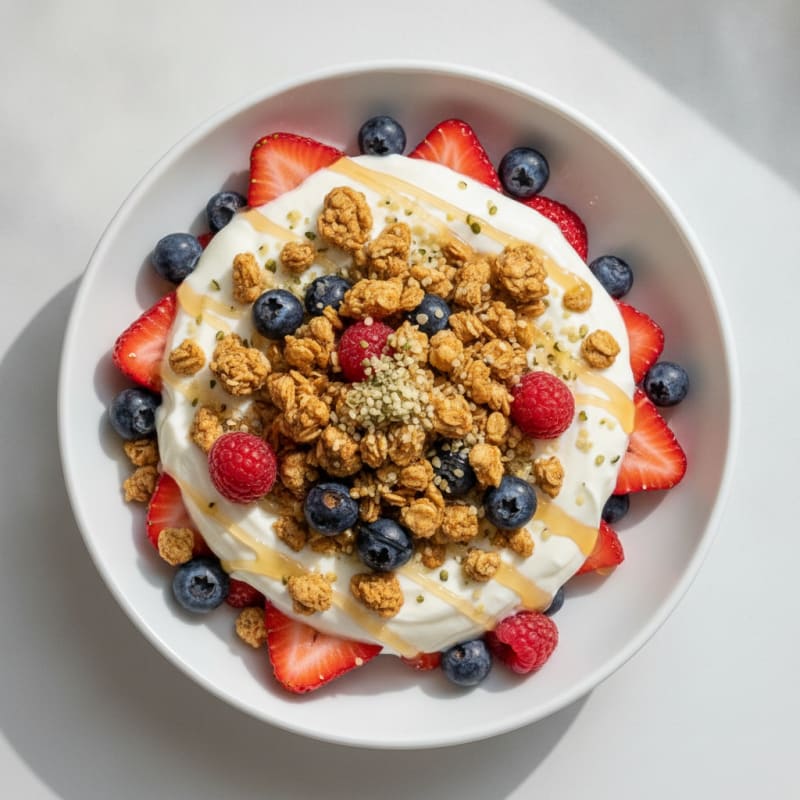 Greek Yogurt Parfait with Mixed Berries and Protein Granola