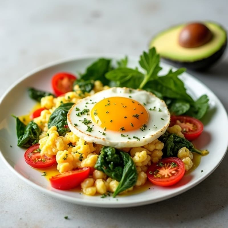 Egg White Veggie Scramble with Cottage Cheese