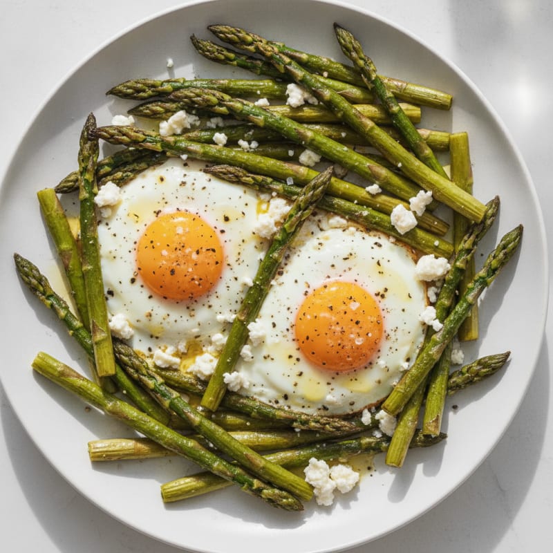Baked Eggs with Roasted Asparagus