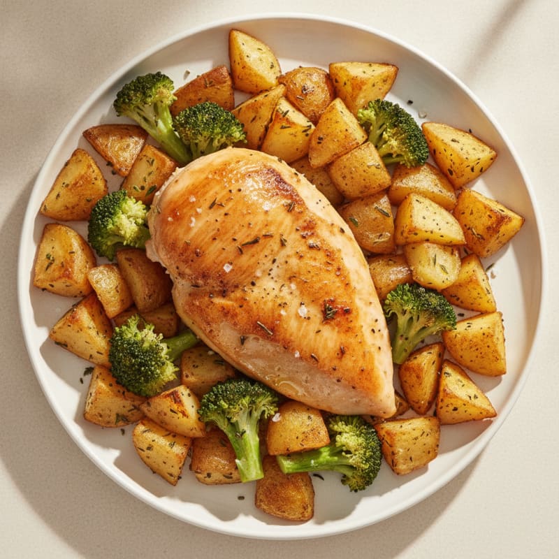 Garlic Herb Roasted Potatoes with Chicken