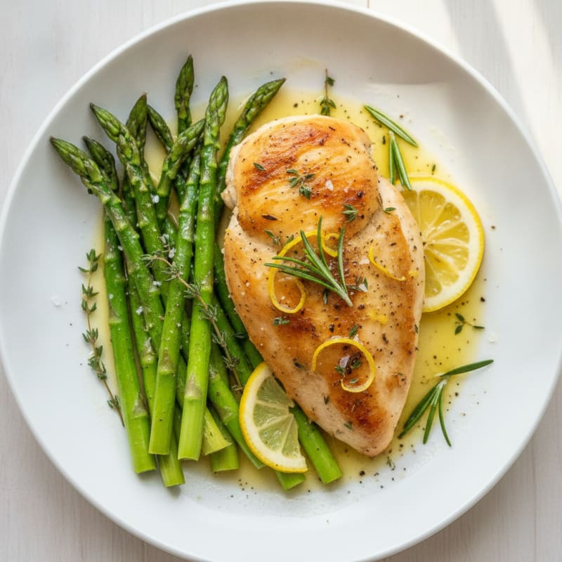 Lemon Herb Roasted Chicken and Asparagus