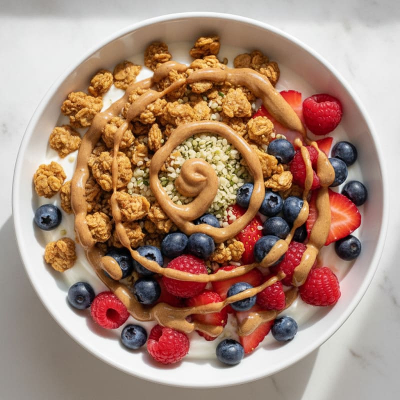 Creamy Greek Yogurt Bowl with Protein Granola and Fresh Berries