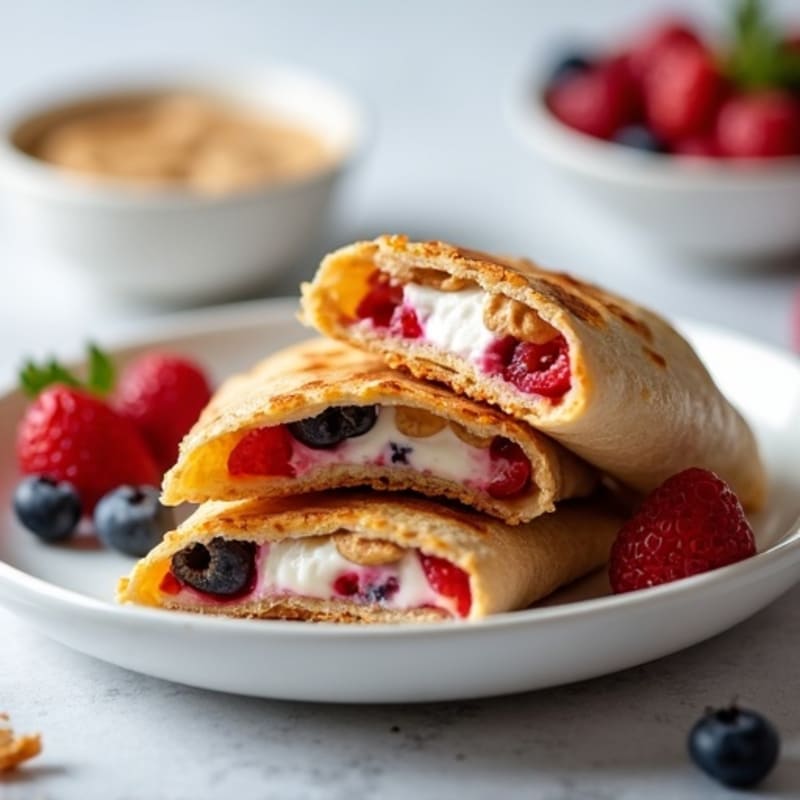 Baked Crispy Peanut Butter and Fresh Berry Pockets