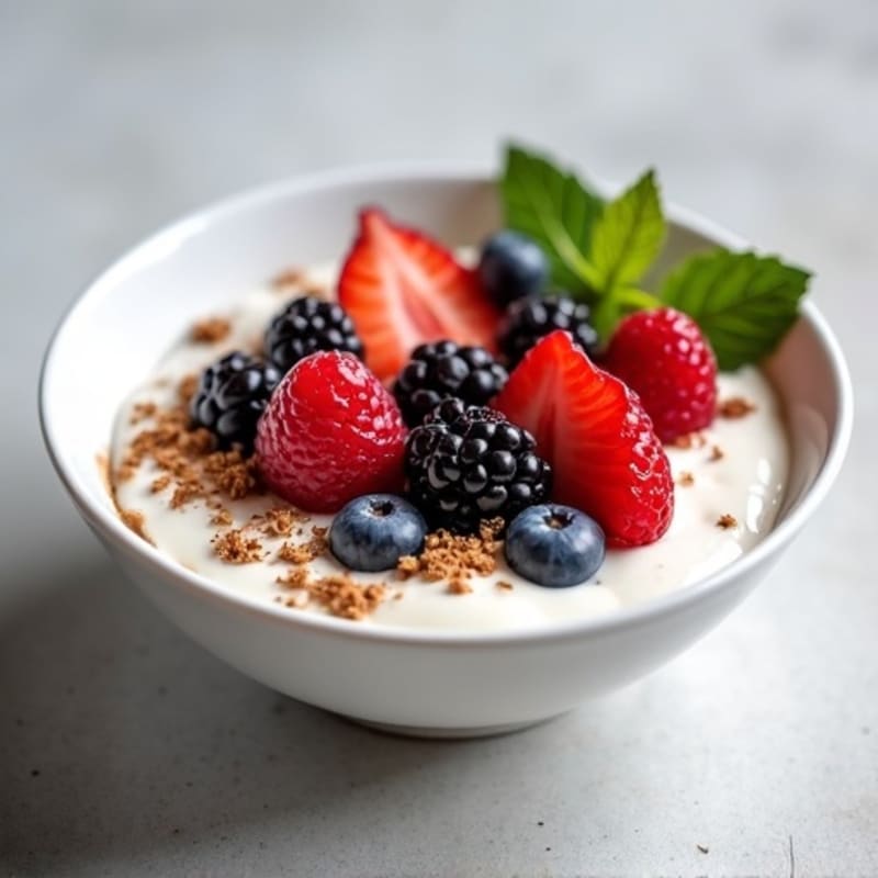 Silky Greek Yogurt Bowl with Protein Powder and Mixed Berries