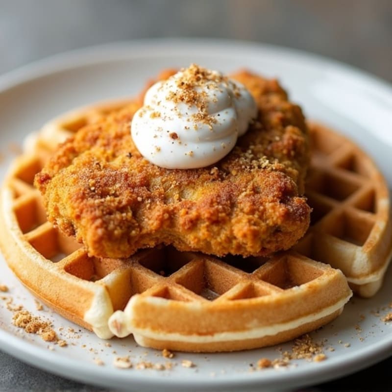 Crispy Golden Chicken with Fluffy Protein Waffles