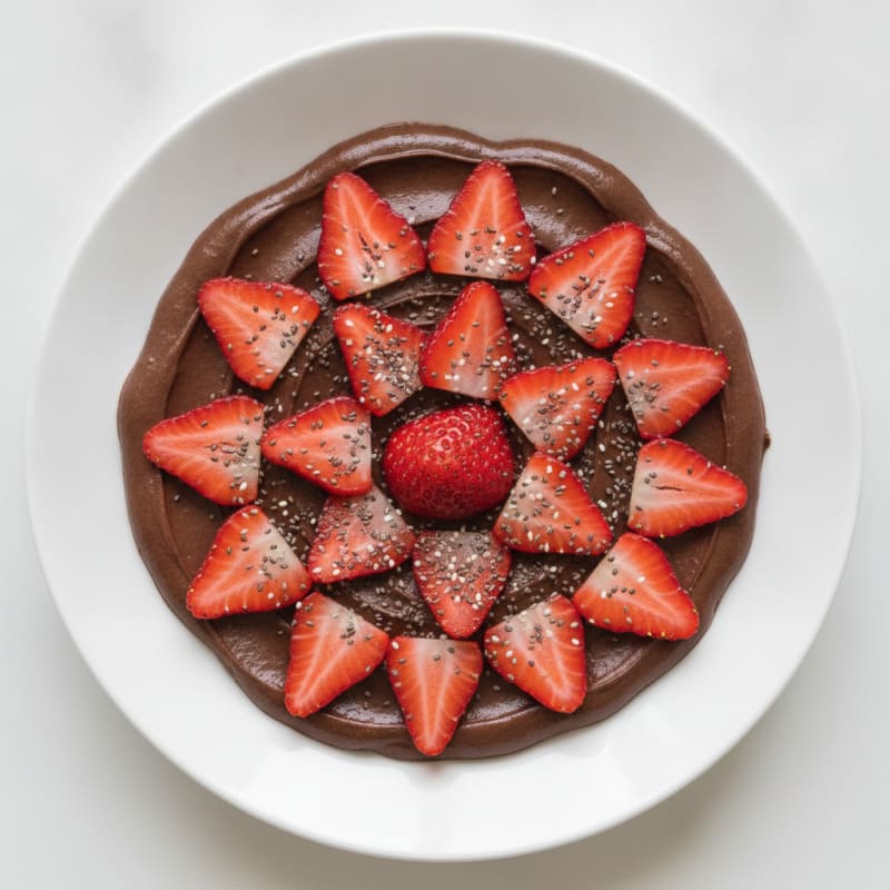 Silky Protein Chocolate Pudding with Sliced Strawberries
