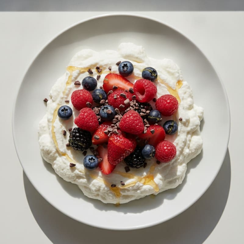 Greek Yogurt Protein Mousse with Mixed Berries