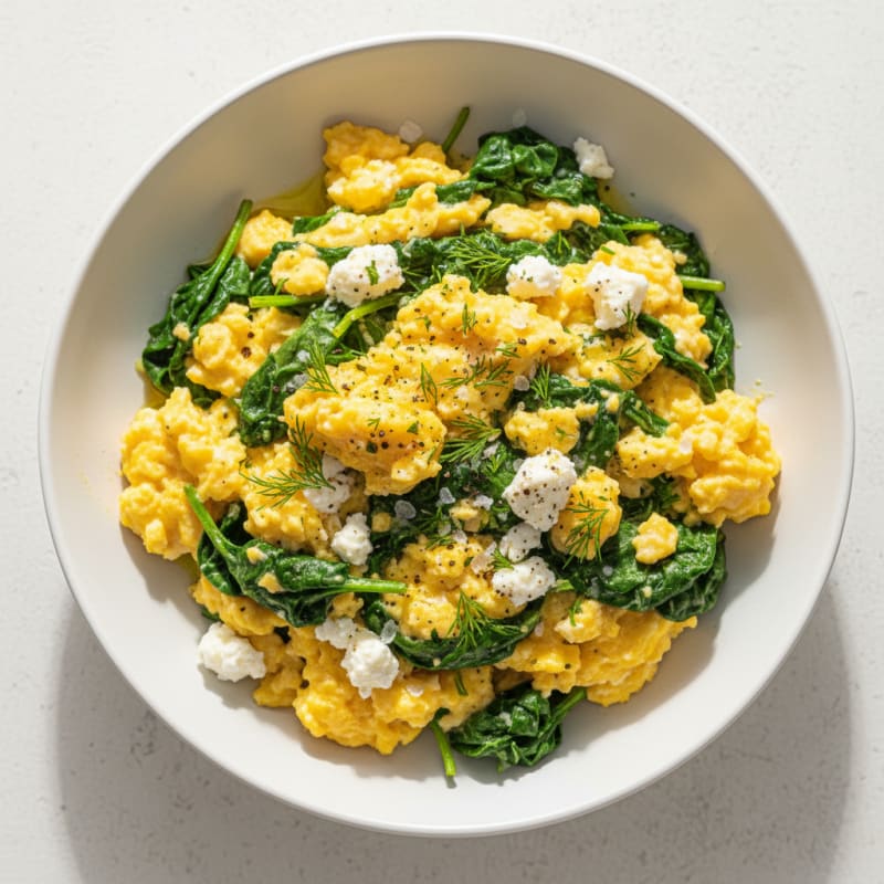 Creamy Spinach and Feta Scrambled Eggs