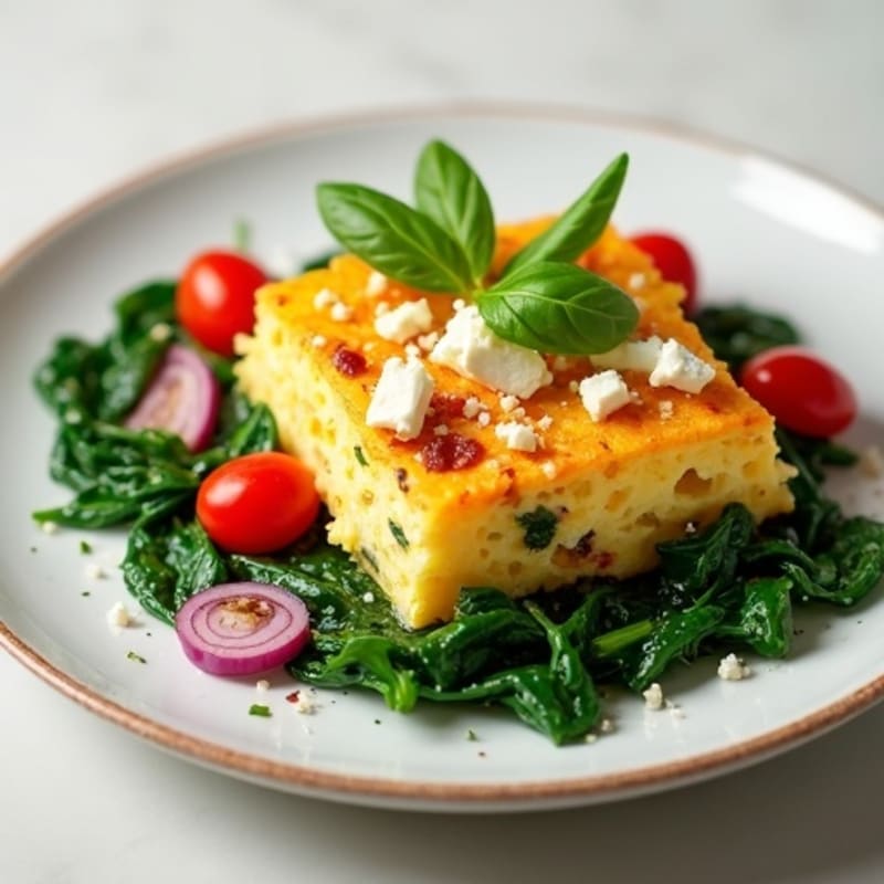 Egg White Vegetable Scramble with Sautéed Spinach